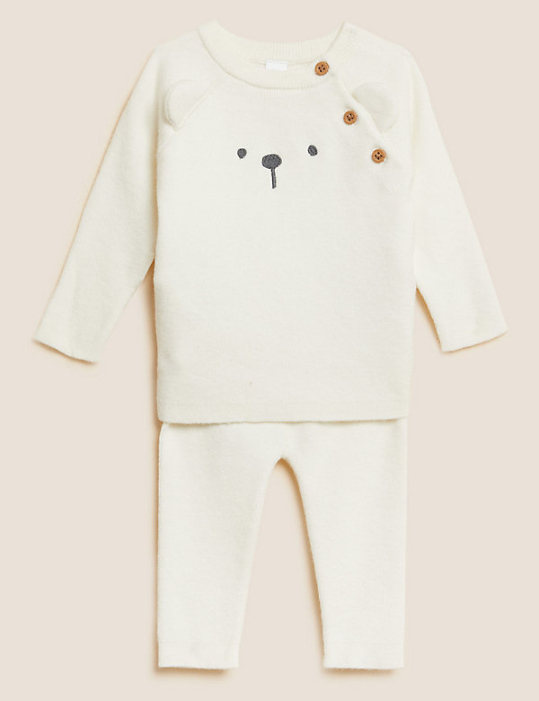 2pc Knitted Bear Hug Outfit (7lbs - 12 Mths)