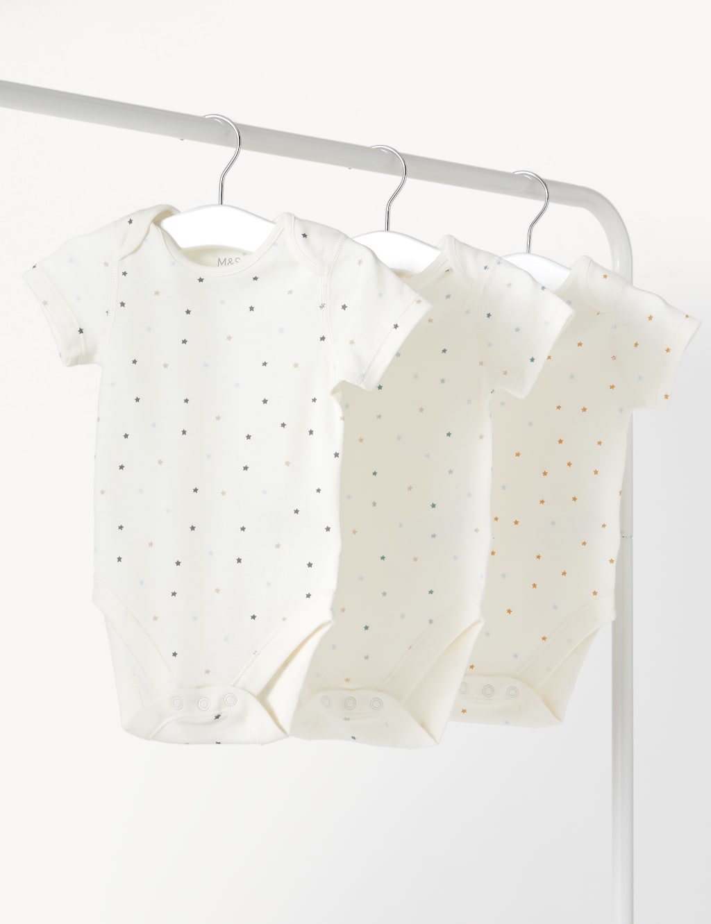 3pk Pure Cotton Star Print Bodysuits (6 1/2lbs-3 Yrs) image 1