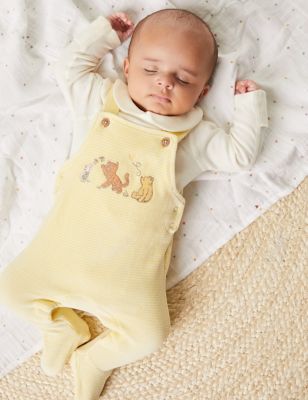 M&S 2pc Cotton Rich Winnie The Pooh Outfit (7lbs-12 Mths) - 0-3 M - Yellow Mix, Yellow Mix