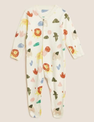 

M&S Collection Pack de 3 pijamas para bebé 100% algodón con estampado de animales (6 1/2 lbs-3 años) - Cream Mix, Cream Mix