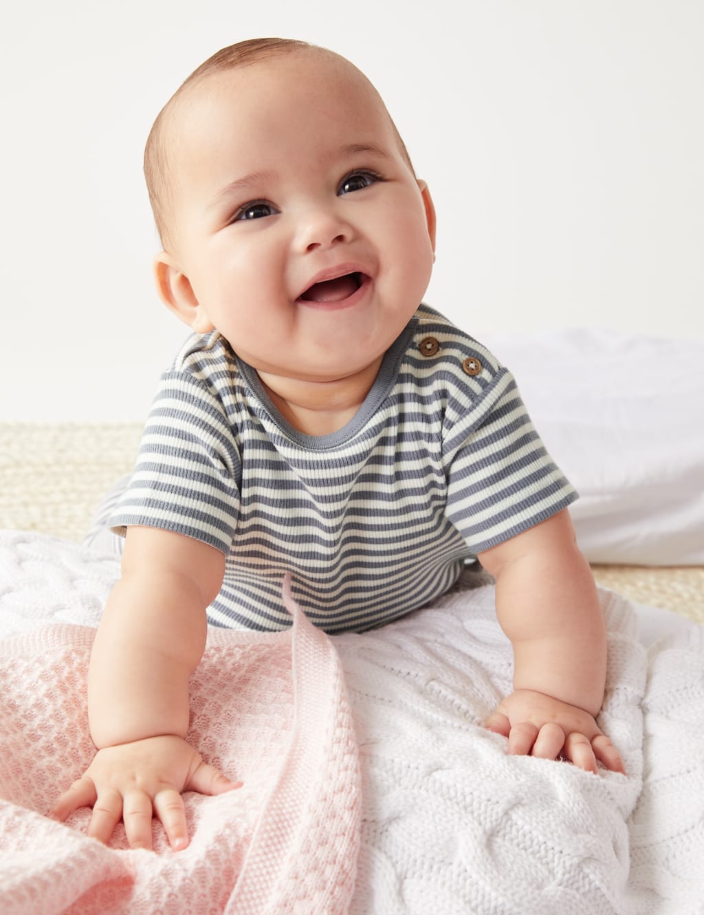 Cotton Rich Striped T-Shirt (0-1 Yrs) image 1