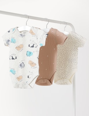 3pk Cotton Rich Printed Bodysuits (6 1/2lbs-3 Yrs)