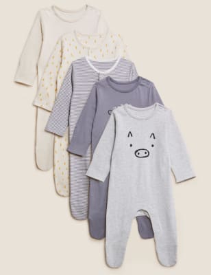 

Unisex,Boys,Girls M&S Collection 5pk Pure Cotton Printed Sleepsuits (61/2 lbs - 3 Yrs) - Multi, Multi