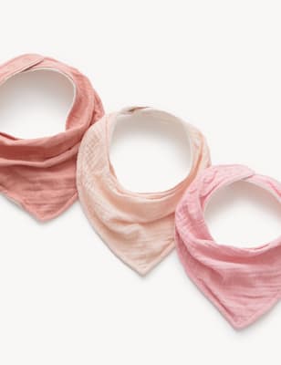 

Unisex,Boys,Girls M&S Collection 3pk Cotton Rich Dribble Bibs - Antique Rose, Antique Rose