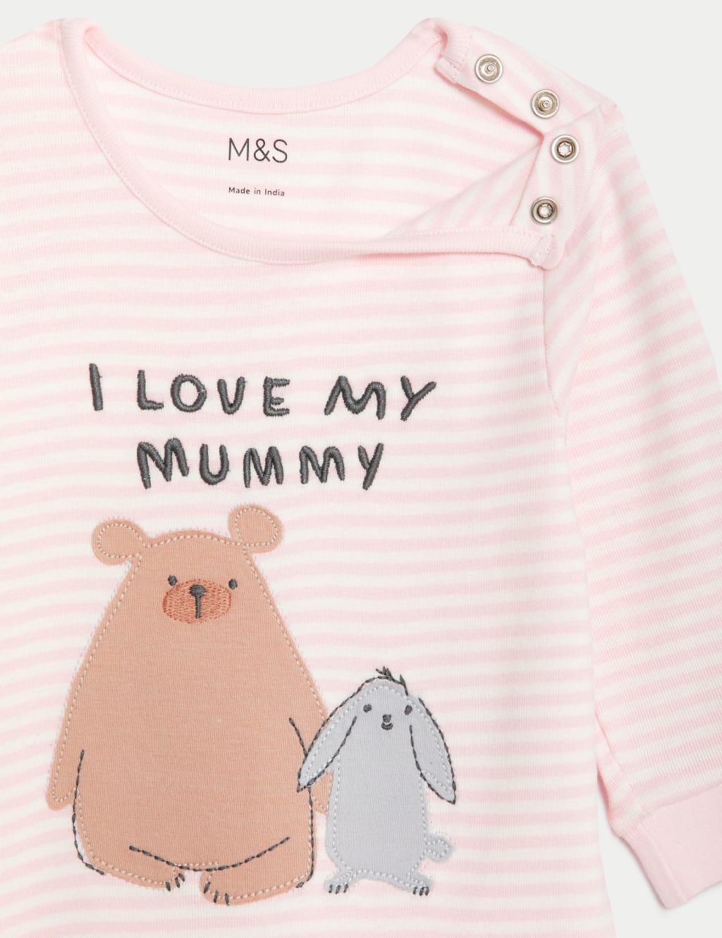Pure Cotton Striped Animal Sleepsuit (7lbs-12 Mths) image 3