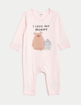 

Unisex,Boys,Girls M&S Collection Pure Cotton Striped Animal Sleepsuit (7lbs-12 Mths) - Pink, Pink
