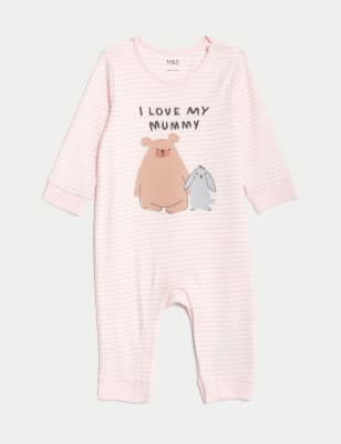 

Unisex,Boys,Girls M&S Collection Pure Cotton Striped Animal Sleepsuit (7lbs-12 Mths) - Pink, Pink