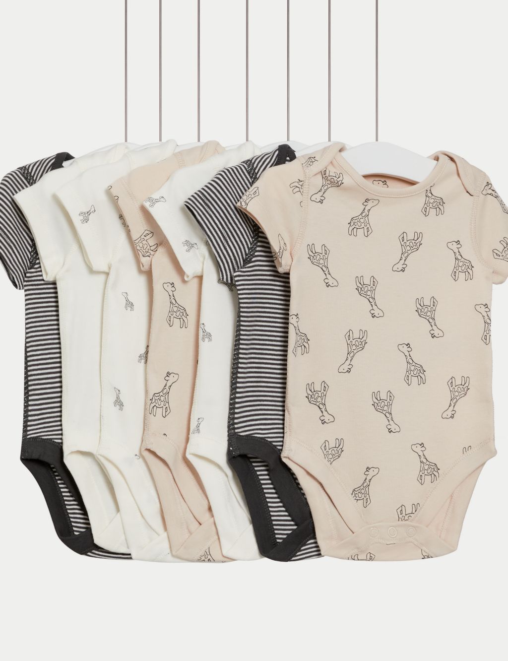7pk Pure Cotton Giraffe & Striped Bodysuits (5lbs-3 Yrs) image 1