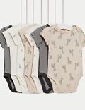 7 件装纯棉长颈鹿图案和条纹婴儿连身衣（5 磅 - 3 岁）