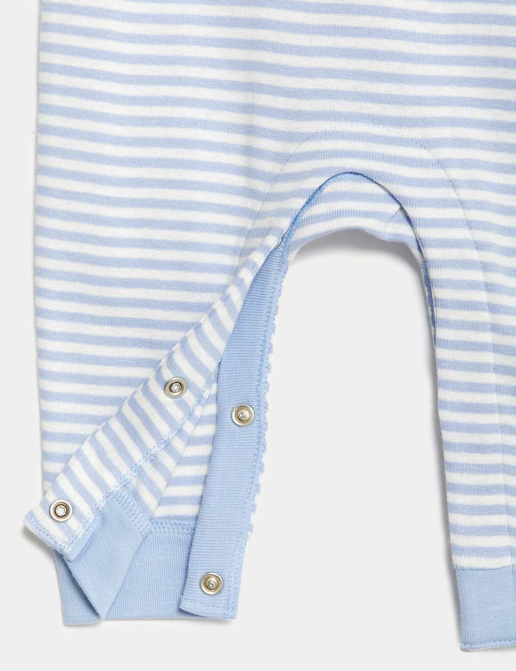Pure Cotton Striped Animal Sleepsuit (7lbs-12 Mths) image 4