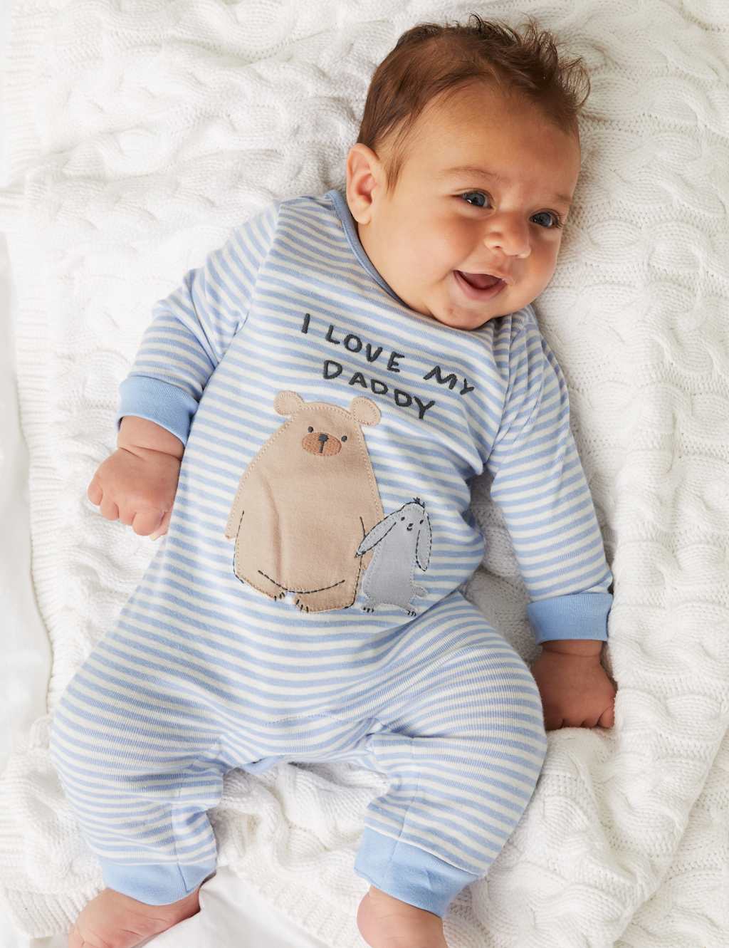 Pure Cotton Striped Animal Sleepsuit (7lbs-12 Mths) image 5