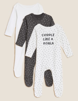 

Unisex,Boys,Girls M&S Collection 3pk Pure Cotton Printed Sleepsuits (6½lbs - 3 Yrs) - Multi, Multi