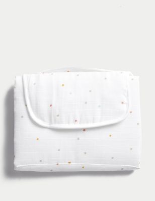 M&S Pure Cotton Stars Changing Mat Gift Set - White, White