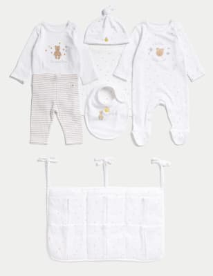 M&S 7pc Pure Cotton Gift Set - White, White