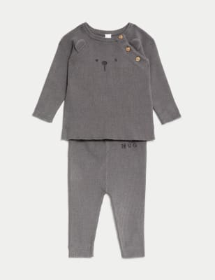 

Unisex,Boys,Girls M&S Collection 2pc Bear Face Knitted Outfit (7lbs-1 Yrs) - Mid Grey, Mid Grey