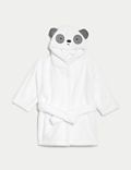 Bata con capucha 100% algodón con diseño de panda (7&nbsp;lbs-3&nbsp;años)