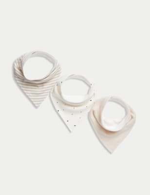 

M&S Collection Pack de 3 baberos recogebabas 100% algodón - Calico Mix, Calico Mix