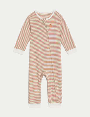 

M&S Collection Gestreifter Schlafanzug aus reiner Baumwolle (3,2 kg-1 Jahr) - Sandstone, Sandstone