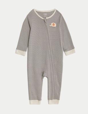 Pure Cotton Striped Sleepsuit (7lbs-1 Yrs) - GR