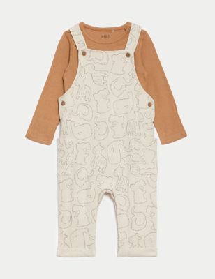 M&S 2pc Pure Cotton Animal Outfit (7lbs-1 Yrs) - NB - Calico Mix, Calico Mix