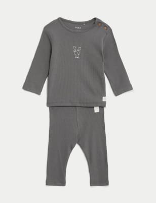 

Unisex,Boys,Girls M&S Collection 2pc Cotton Rich Elephant Outfit (0-1 Yrs) - Medium Grey, Medium Grey