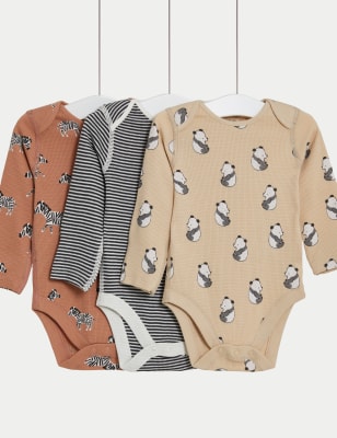 

Unisex,Boys,Girls M&S Collection 3pk Pure Cotton Animal Bodysuits (6½lbs-3 Yrs) - Sandstone, Sandstone