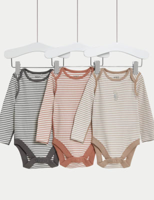 

Unisex,Boys,Girls M&S Collection 3pk Cotton Rich Striped Bodysuits (6½lbs-3 Yrs) - White Mix, White Mix