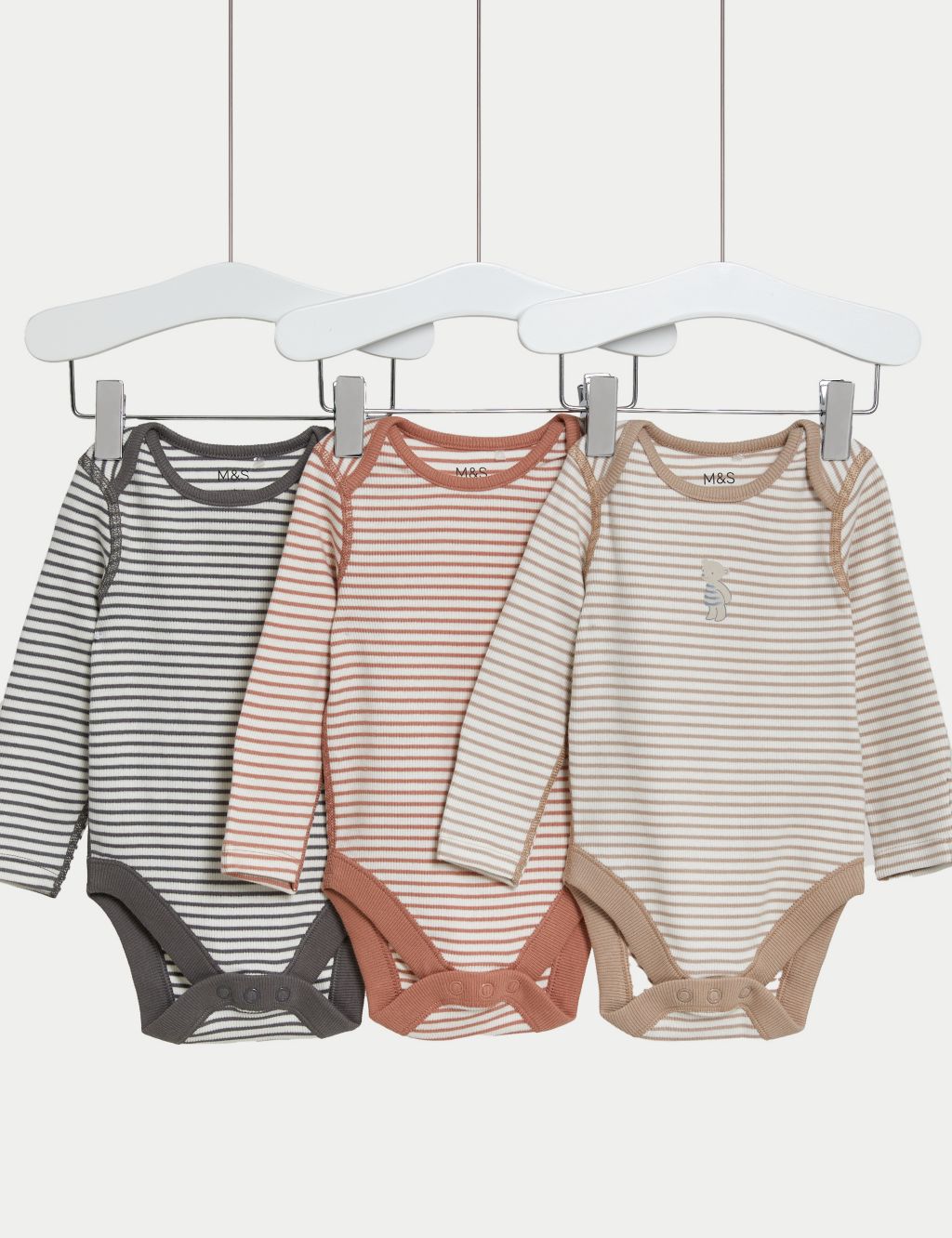 3pk Cotton Rich Striped Bodysuits (6½lbs-3 Yrs)