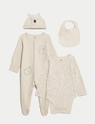 

Unisex,Boys,Girls M&S Collection 4pc Cotton Rich Animal Starter Set (7lbs-1 Yrs) - Calico Mix, Calico Mix