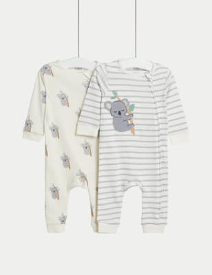 

Unisex,Boys,Girls M&S Collection 2pk Pure Cotton Koala Sleepsuits (6½lbs-3 Yrs) - Grey/White, Grey/White