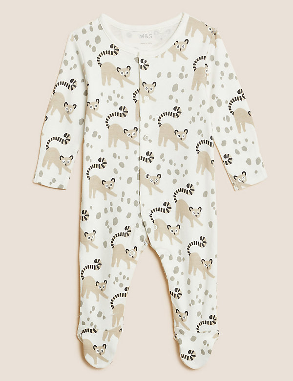3pk Pure Cotton Animal Sleepsuits (6½lbs - 3 Yrs) - SA