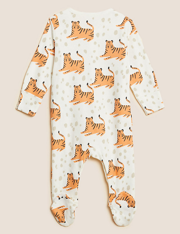 3pk Pure Cotton Animal Sleepsuits (6½lbs - 3 Yrs) - SA
