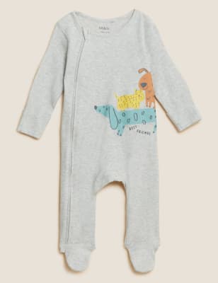 

Unisex,Boys,Girls M&S Collection 2pk Pure Cotton Dog Sleepsuits (0-3 Yrs) - Grey Mix, Grey Mix