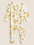 2pk Pure Cotton Giraffe Sleepsuits (0-3 Yrs)