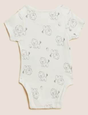 7pk Pure Cotton Lion Bodysuits (5lbs - 3 Yrs) - DE
