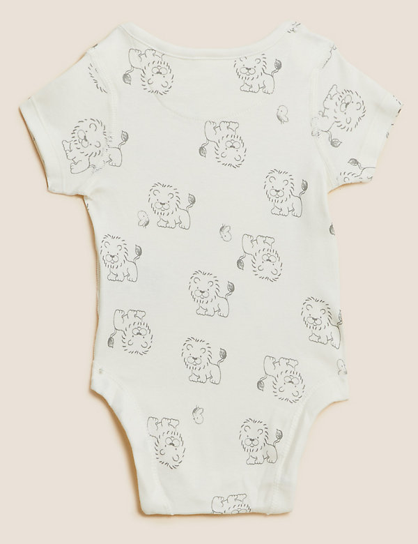 7 件装纯棉狮子婴儿连身衣（5 磅 - 3 岁） - SG