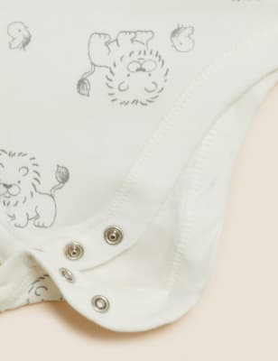 7pk Pure Cotton Lion Bodysuits (5lbs - 3 Yrs) - DE