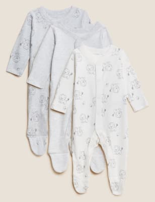 Pure Cotton Lion Print Sleepsuits (0-3 Yrs) - HR