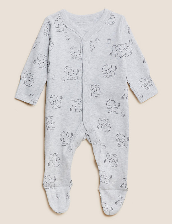Pure Cotton Lion Print Sleepsuits (0-3 Yrs) - JP
