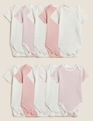 

M&S Collection Pack de 10 bodies 100% algodón estampados (5 lbs-3 años) - Blue, Blue