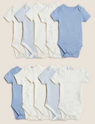 10pk Pure Cotton Patterned Bodysuits (5lbs - 3 Yrs)
