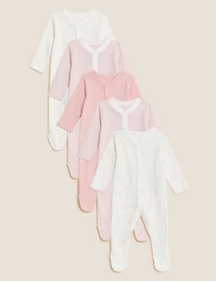 

Unisex,Boys,Girls M&S Collection 5pk Pure Cotton Printed Sleepsuits (6½lbs - 3 Yrs) - Pink, Pink