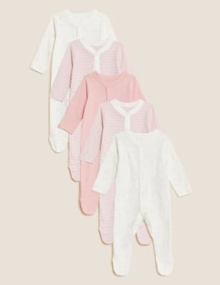 

Unisex,Boys,Girls M&S Collection 5pk Pure Cotton Printed Sleepsuits (6½lbs - 3 Yrs) - Pink, Pink