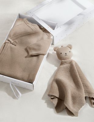 M&S 2pc Knitted Gift Set (0-6 Mths) - 3-6 M - Biscuit, Biscuit