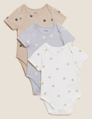 

M&S Collection Pack de 3 bodies 100% algodón con estampado de topos (6½ lbs-3 años) - Multi, Multi