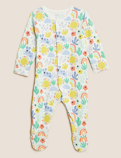 3pk Cotton Rich Printed Sleepsuits