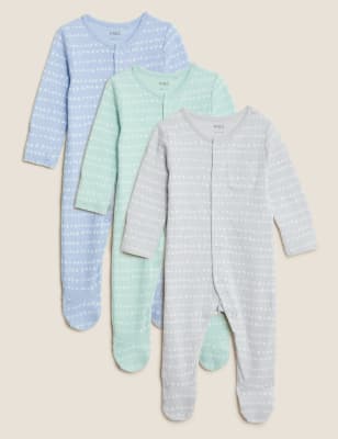 

M&S Collection 3er-Pack gestreifte Schlafanzüge aus reiner Baumwolle (3 kg - 3 J.) - Multi, Multi