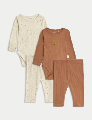 2pk Pure Cotton Bodysuit Outfits (7lbs-1 Yrs)