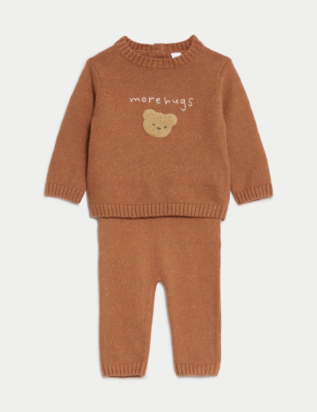 2pc Cotton Rich Knitted Bear Outfit (7lbs-1 Yr) image 2