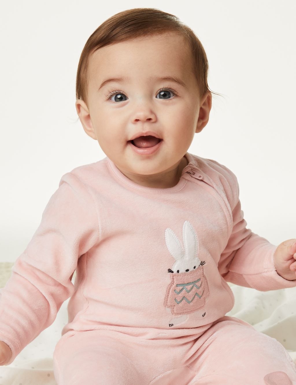 Cotton Rich Velour Bunny Sleepsuit (7lbs-1 Yrs) image 1